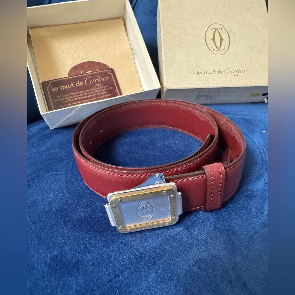 Cartier Red Leather Belt- authentic with  box and authentication card